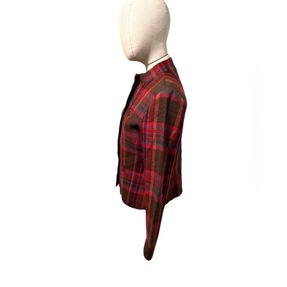 Vintage Canvas Backs 99% Wool Red Plaid Patterned Blazer Jacket size 6 - Picture 7 of 11